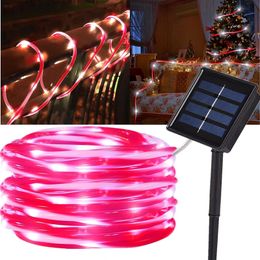 Solar Garden Lights Outdoor Waterproof LED Candy Color Rope Fairy Light String Holiday Christmas Tree Balcony Decor
