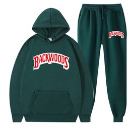 Hoodie Men's Tracksuit BACKWOODS Winter Autumn Long Sleeve Hoodie and Pants Patchwork Two-Piece Set