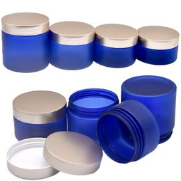 PET Packaging Bottle Empty Blue Frost Skincare Cream Pots Plastic Gold Silver Screw Lid Dia.68mm Hair Oil Jar Cosmetic Container 100ml 120ml 150ml 200ml