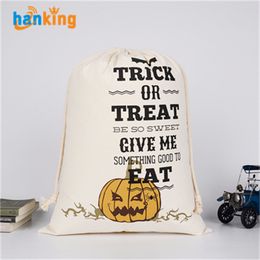 Halloween Gift Bags Large Cotton Canvas Handbags Festives Pumpkin Devil Spider Printed Candy Bag Sack Bags Christmas Decorations