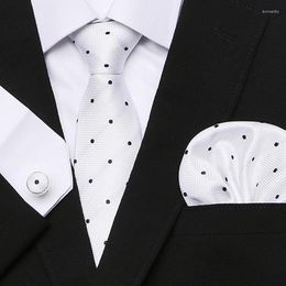 Bow Ties White Brown Gold Purple Blue Hanky Cufflinks Set Men's Silk Tie 8cm Wedding Groom Cravat