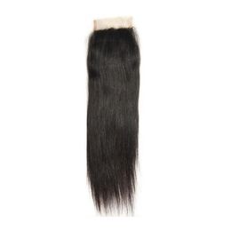 Brazilian 100% Human Hair 4X4 Lace Closure Free Part Peruvian Indian Virgin Hair Silky Straight 10-24inch