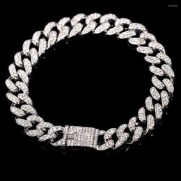 Anklets Hip Hop Iced Out Bling Rhinestone Cuban Chain For Women Men Fashion Gold Silver Colour Metal Chunky Foot Bracelet Jewellery