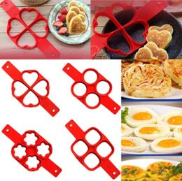 4 Hole Nonstick Pancake Moulds Ring Baking Moulds Silicone Fried Eggs Mould Reusable Pancake Maker Egg Rings Kitchen Cooking Tools