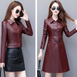 Women's Leather Faux Leather Women s Jackets Fashion S 4XL Leather Women Coat Spring Long Slim Female 220928