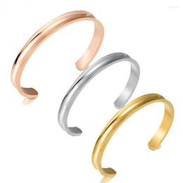 Bangle Women Stainless Steel Hair Band Bracelet C-shaped Open Concave Arc Groove Rubber Titanium Cuff Gift With Box