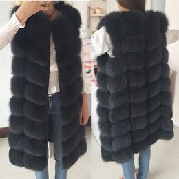 Women's Fur Faux Natural Real Vest Coat For Jacket female coats Waistcoat long s 220927