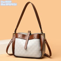 Wholesale factory ladies shoulder bag 5 colors simple and versatile contrast handbags classic embossed leather handbag fashion check backpack 6008#