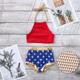 Women's Swimwear 2PCS Summer Kids Baby Girls Swimsuit Fashion Design 4th Of July Toddler Bikini Tops Shorts Bathing Suit