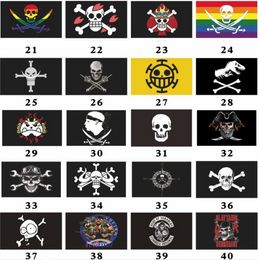 52 Styles Jolly Roger Pirate Flag Cross Bone Skull Banner Polyester Halloween Party Bar Club Haunted Mansion Decor 3X5 ft Event Supplies P0928