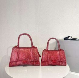 Evening Bags High Quality Rhinestone Underarm Hourglass Bag luxury designer Shimmer Crossbody Clutch Handbag Women Hobo Purses Genuine