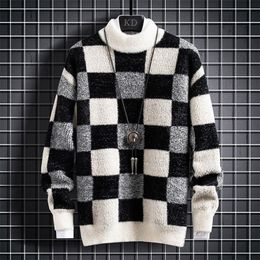 Men's Sweaters Thick Cashmere Sweater Men Tops Turtleneck Winter Male Plaid Pullovers Comfortable Mens Christmas Sweaters Keep Warm Pull Homme 220928