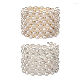 Bangle Artificial Pearl Bracelet 7 Rows Elastic Multilayer Suitable For Wedding Jewellery