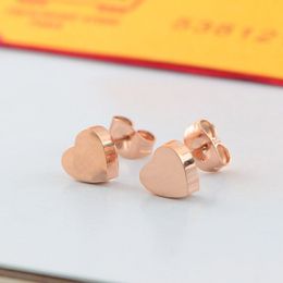 Top Quality Extravagant Design Fashion 3D heart love stud Earrings Gold Silver Rose Ear Studs Stainless Steel Earring For Women Hoop Wholesale Lady Party