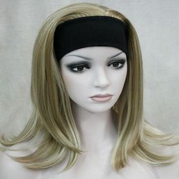 Popular beautiful 3/4 Half Wig Long Straight Women Lady Headband Cosplay Wigs