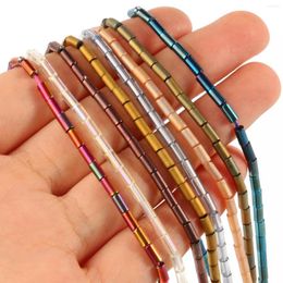 Beads 5 3mm Column Plated Glass Cylinder AB Colour Blue Coffee Grey Loose For Jewellery Making DIY Handmade Bracelet 15''