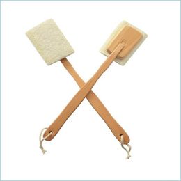 natural bath loofah Canada - Bath Brushes Sponges Scrubbers Natural Loofah Brush Exfoliating Dead Skin Body Scrubber With Long Detachable Wooden Handle Ba Soif Dhjxp