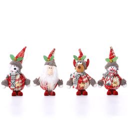 Christmas Tree Pendant Plush Hanging Ornaments Santa Reindeer Snowman Doll with Bells Party Decorations XBJK2209