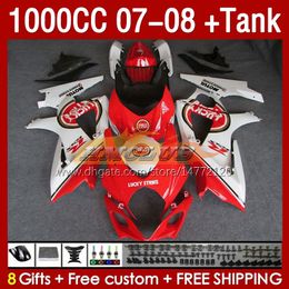 & Tank Fairings For SUZUKI GSXR-1000 K7 GSXR 1000 CC GSXR1000 2007 2008 Bodys 158No.71 1000CC GSX-R1000 2007-2008 Bodywork GSX R1000 07 08 Full Fairing Kit red lucky