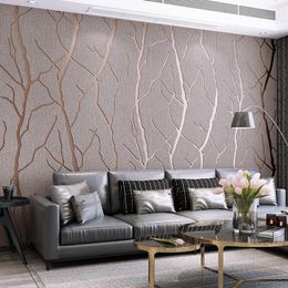 Wallpapers Modern simple three dimensional deerskin velvet wallpaper living room dining bedroom background wall W152 220927