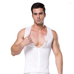 Men's Body Shapers Men's Men Slimming Shapewear Zipper Corset Vest Shirts Compression Abdomen Tummy Belly Control Waist Sports Tank
