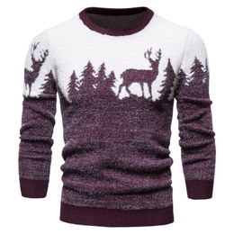 Men's Sweaters Autumn Christmas Sweater Christmas Tree Deer Print Men's Casual Sweater O Neck Slim Sweaters Pull Men's Top 220928