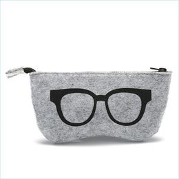 Sunglasses Cases Bags New Glasses Case Wool Felt Women Men Sunglasses Cases Box Fashion Zipper Eyeglasses Mti-Purpose Bag Colorf Who Dhxd1