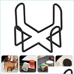 Mats Pads 1Pc Holder Iron Round Tray Cup Mat Organizer Rack Drop Delivery 2021 Home Garden Kitchen Dining Bar Table Decoration Acces Dhc0C