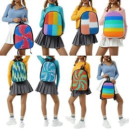 POP Its Backpack Decompression Design School backpack Bag Grey Cute Rainbow Pop Fidget Bookbag Back To School 220513