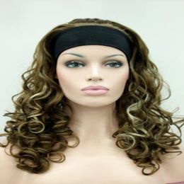 Women Long Curly Wave Wig 3/4 Half Wigs Headband Cosplay Wig Ladies Wig