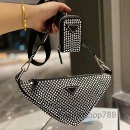 Evening Bags Rhinestone Bags Designer Women Triangle Bag Girls Zipper Shoulder Crossbody Bags New Hobos Composite Pounch With Coin PurseMulM