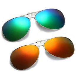 Oversized Pilot Clip on Sunglasses Fishion Men Driving Polarised Alloy Aviation Big Women Glasses Clips for Myopic 0928