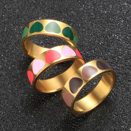 Cluster Rings Trendy Love Enamel Ring Colourful Glue Dropping Minimalist Heart For Women Men Lover Jewellery Gift