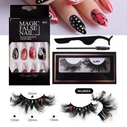 Handmade Reusable Curly Halloween Fake Eyelashes and False Nail for Party Multilayer Thick Mink False Lashes Extensions Makeup Messy Crisscross DHL