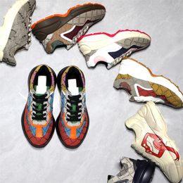 Дизайнерские кроссовки Rhyton Повседневная обувь Мужчины Женщины Vintage Daddy Sneaker Brand Lady Luxury Runner Trainers Chaussures Многоцветная обувь на платформе
