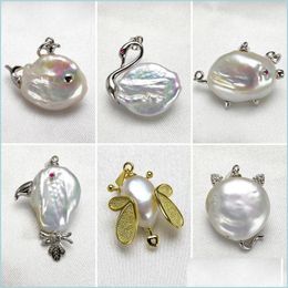 Jewellery Settings Baroque Pearl Necklace Settings S925 Sterling Sier Pendant Diy Animal Women Fashion Jewellery Wedding Gift Drop Deliver Dhqva