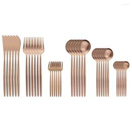 Dinnerware Sets 36pcs/6set Stainless Steel Cutlery Rose Gold Tableware Matte Dinner Fork Knives Dessert Spoons Complete Set