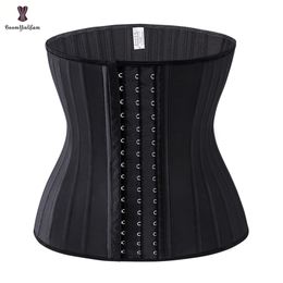 Women's Shapers Black Cream 3 Hook And Eye 25 Steel Booned Latex Waist Trainer Fajas Girdle Sashes Waistband Plus Size Underwear Corselet Women 220928