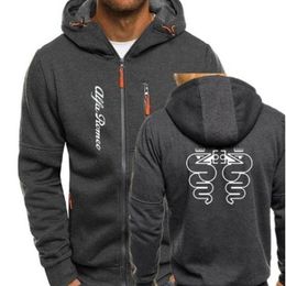 Mens Jaquetas Marca Homens Desgaste Alfa Romeo Impresso Hoodie Mens Cordão Lazer Slim Jaqueta Cardigan Tracksuit Casaco Moletons 220928