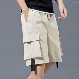 Men's Shorts Knee Length Loose Type Deep Crotch Elastic Waist Cargo Male Clothes