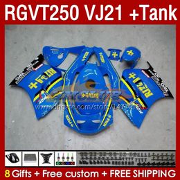 Fairings Kit & Tank For SUZUKI RGV250 SAPC VJ21 RGVT250 RGV-250CC 88 89 Bodywork 159No.26 RGVT-250 RGV-250 Panel RGVT RGV 250 CC 250CC 1988 1989 Fairing Kit glossy cyan