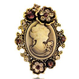 Crystal Lady Photo Portrait Brooch Pin Fashion Business Suit Tops Corsage Rhinestone Brooches Fashion Jewelry Gift