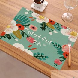 Mats Pads Color Wooden Cotton Pad Restaurant Tea Towel Bowl Cup Mat Western Food Lines Flax Material Home Insating Drop Delivery 202 Dhz2N