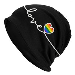 Boinas LGBT Bonnet femme Femme Fold Knit Sombrero para mujeres Hombres cálidos de invierno orgullo lesbiana bisexual reciénsas arcoiris gorros