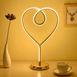 Table Lamps Creative Art Heart Shape Lamp Curved LED Desk For Bedroom Living Room Office Nightstand Bookshelf