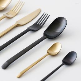 Flatware Sets ANTOWALL 4pcs/Set Cutlery Gold Colour MaFinishing Set 304 Stainless Steel Spoon Fork Wholesale Drop