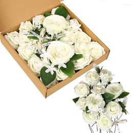 Decorative Flowers Colorful Artificial Flower Combination Gift Box Trimmable Diy Bouquet For Wedding Center Party Baby Shower Home
