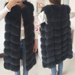 Women's Fur Faux Natural Real Vest Coat For Jacket female coats Waistcoat long s 220928