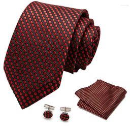 Bow Ties 3 PCS Men NeckTie Set Bowtie Slim High Quality Skinny 8cm Width Tie Dress Handkerchief Pocket Square Suit