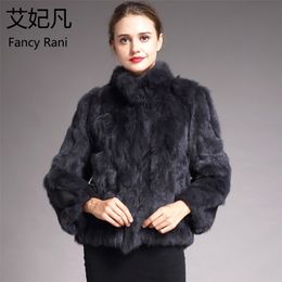 Women's Fur Faux Natural Rabbit Coat for Women Winter Jackets Stand Collar Fashion Real Female on Offer With 220927